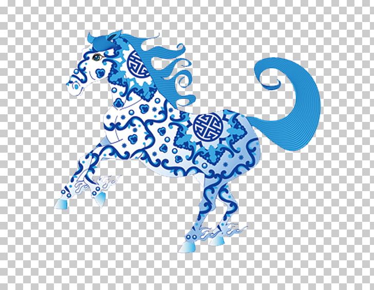 Horse Chinese New Year Papercutting PNG, Clipart, Animals, Area, Art, Blue, Blue And White Free PNG Download
