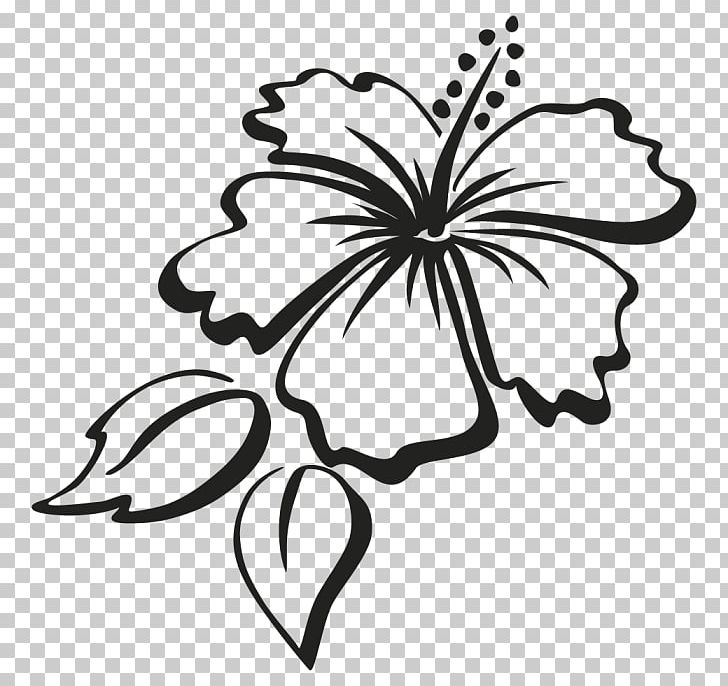 Hibiscus Flower Sticker PNG, Clipart, Abziehtattoo, Artwork, Black And White, Branch, Brush Footed Butterfly Free PNG Download