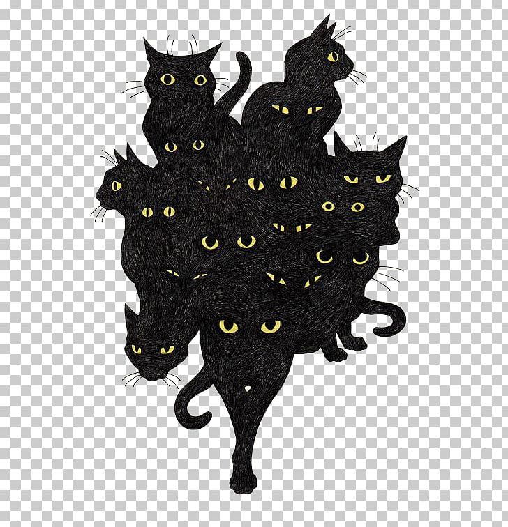 Black Cat Kitten Drawing Illustration PNG, Clipart, Animals, Animation, Art, Artist, Background Black Free PNG Download