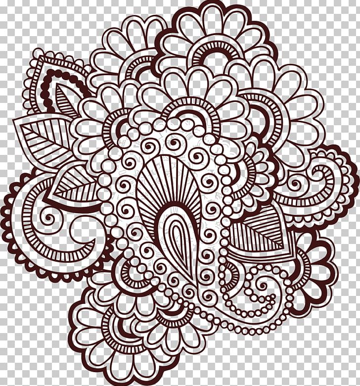 Henna Mehndi Tattoo Drawing PNG, Clipart, Area, Art, Artwork, Black And White, Circle Free PNG Download