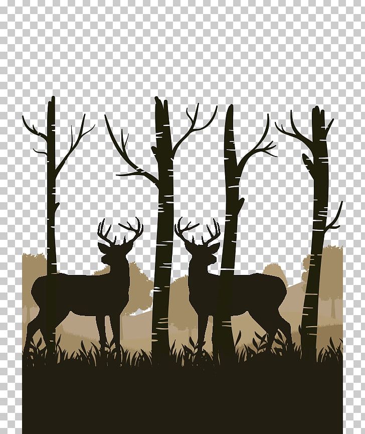 Reindeer Silhouette PNG, Clipart, Antler, Bedroom, Black And White, Branch, Decalcomania Free PNG Download