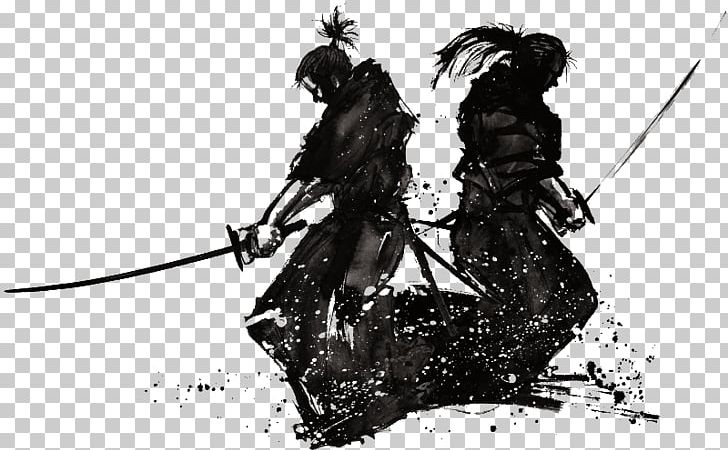 Japan Kenjutsu Samurai Bushi PNG, Clipart, Art, Black And White, Bushi, Fictional Character, Ink Free PNG Download