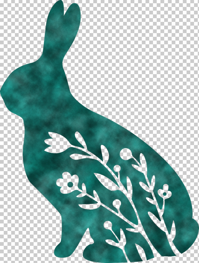 Floral Bunny Floral Rabbit Easter Day PNG, Clipart, Animal Figure, Easter Day, Floral Bunny, Floral Rabbit, Green Free PNG Download