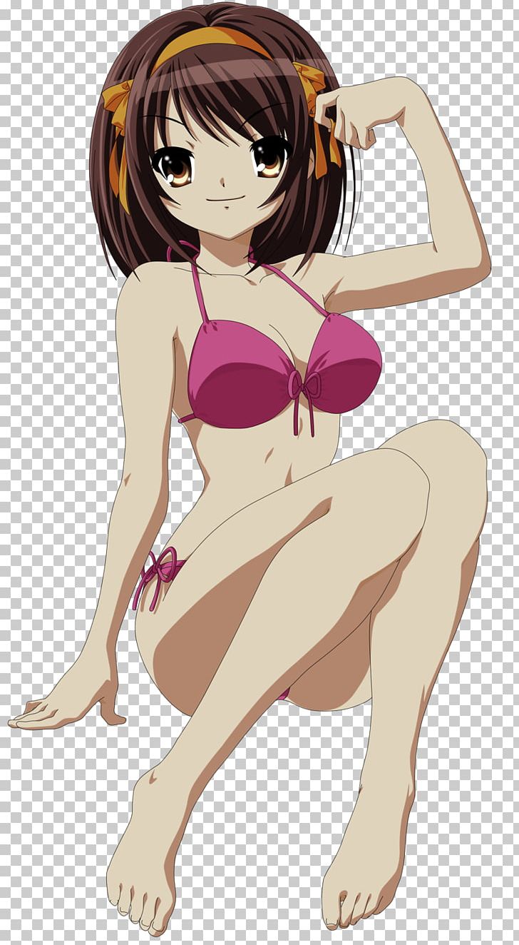 Haruhi Suzumiya Anime Mikuru Asahina Bikini Otaku PNG, Clipart, Arm, Black Hair, Brown Hair, Cartoon, Chest Free PNG Download