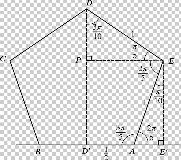 Triangle Trigonometry Pentagon Mathematics PNG, Clipart, Angle, Area, Black And White, Circle, Diagram Free PNG Download