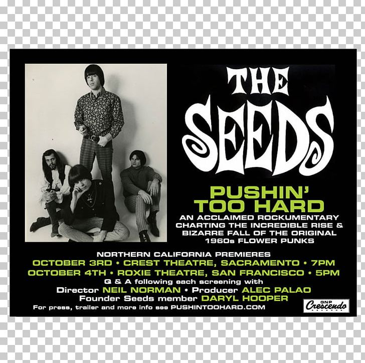 1960s Poster The Seeds Flyer GNP Crescendo Record Co. PNG, Clipart, 1960s, Advertising, Brand, Film, Flyer Free PNG Download