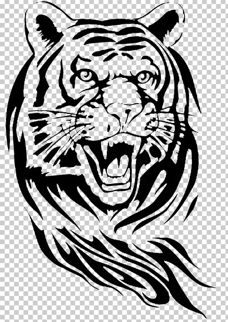 Tiger Car Decal Bumper Sticker PNG, Clipart, Animals, Big Cats, Black, Black And White, Bumper Sticker Free PNG Download