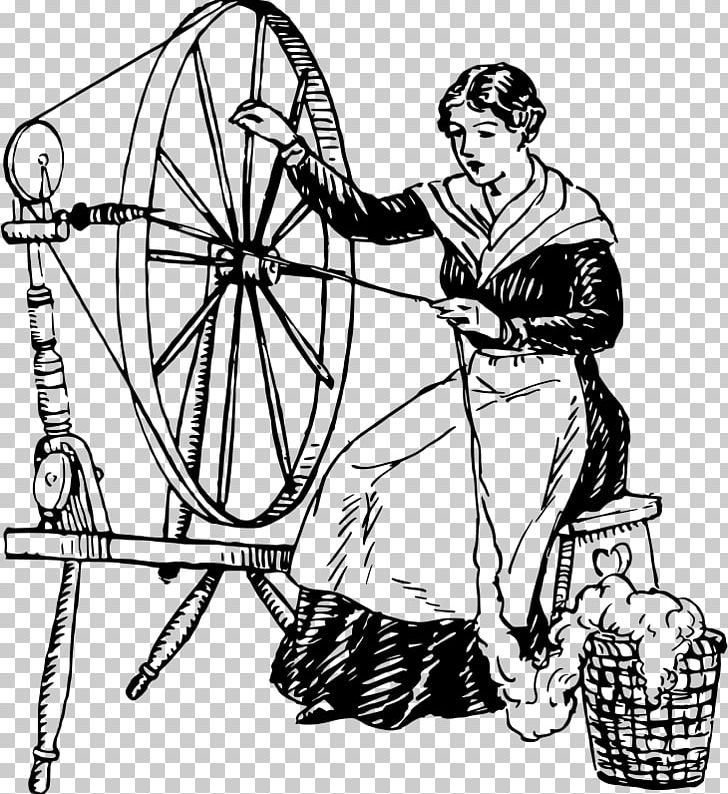Spinning Wheel Yarn PNG, Clipart, Arm, Art, Black And White, Bobbin, Cartoon Free PNG Download