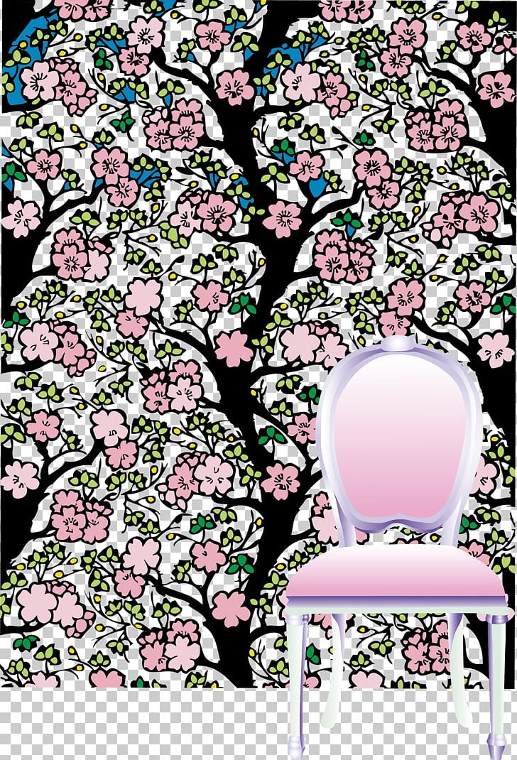 Cherry Blossom Pink Illustration PNG, Clipart, Behind Vector, Blossom, Branch, Cartoon, Chair Free PNG Download