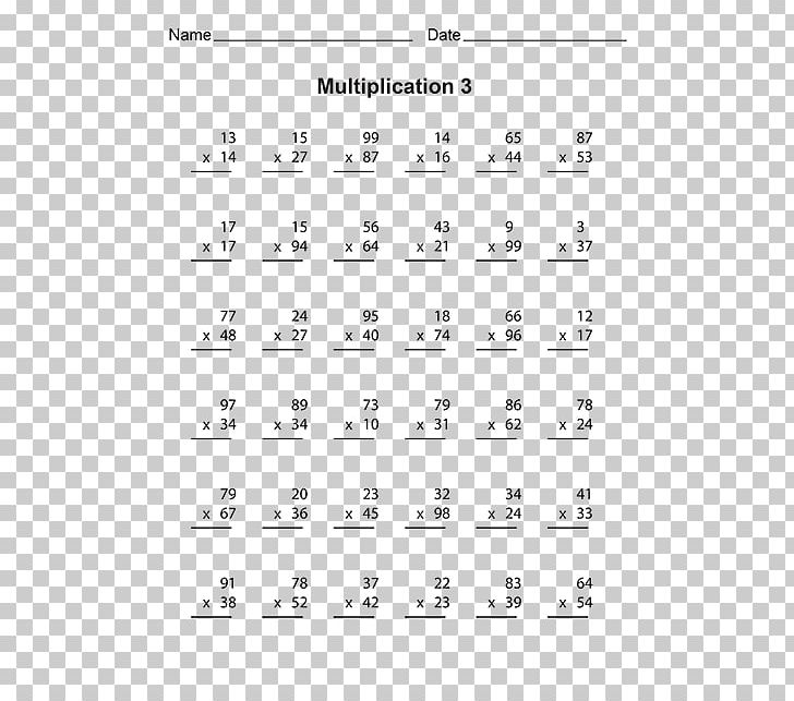 Multiplication Table Worksheet Mathematics The Times Tables PNG, Clipart, Addition, Angle, Area, Black And White, Circle Free PNG Download