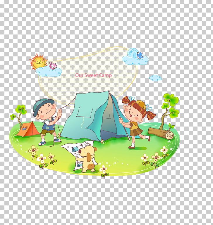 boys camping cartoon