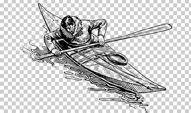 Kayak Boating Dugout Canoe Eskimo PNG, Clipart, Art, Artwork, Automotive Design, Black And White, Boat Free PNG Download