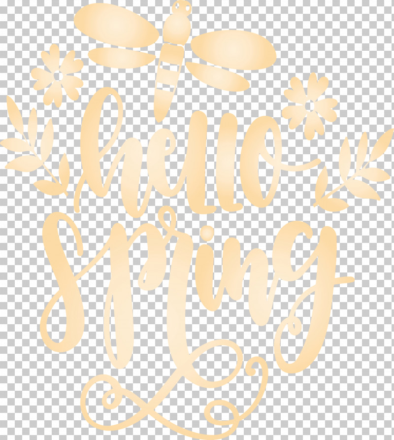 Text Font Yellow Calligraphy PNG, Clipart, Calligraphy, Hello Spring, Paint, Spring, Text Free PNG Download