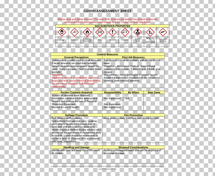 COSHH Safety Data Sheet Risk Assessment Health And Safety Executive PNG, Clipart,  Free PNG Download