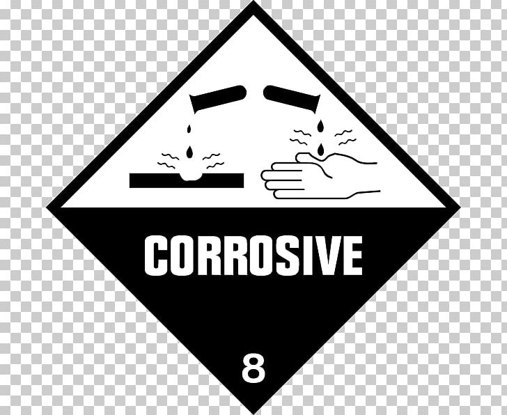 HAZMAT Class 8 Corrosive Substances Dangerous Goods Label Placard PNG, Clipart, Angle, Area, Black, Black And White, Brand Free PNG Download