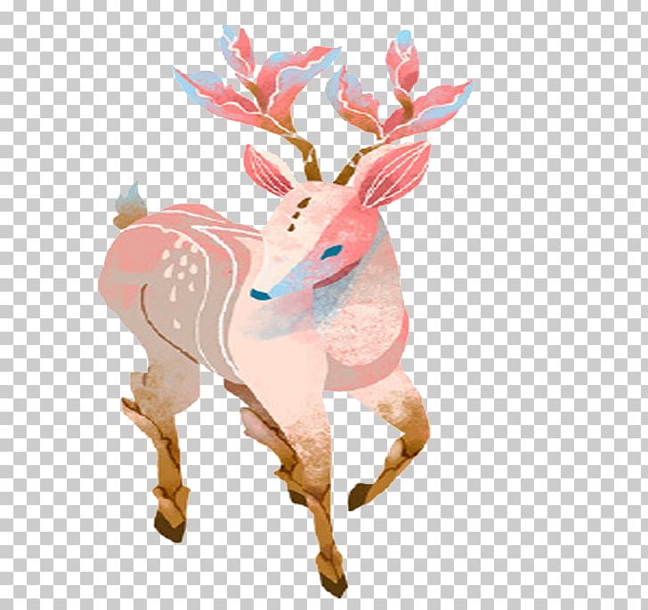 Reindeer Formosan Sika Deer Illustration PNG, Clipart, Animals, Antler, Christmas Deer, Cute, Cute Pink Free PNG Download