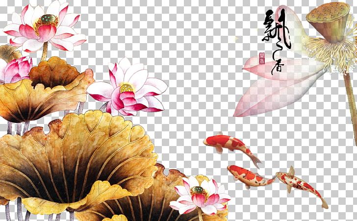 Floral Design Mural Gongbi Wall PNG, Clipart, Autumn Leaf, Blossom, Chinese Painting, Download, Fashion Free PNG Download