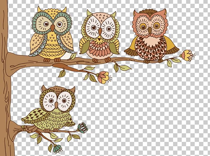 Owl Painting PNG, Clipart, Animals, Bird, Bird Of Prey, Branch, Cute Owl Free PNG Download