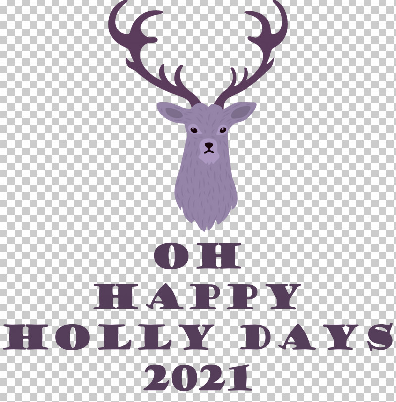 Happy Holly Days Christmas Holiday PNG, Clipart, Antler, Cartoon, Christmas, Deer, Drawing Free PNG Download