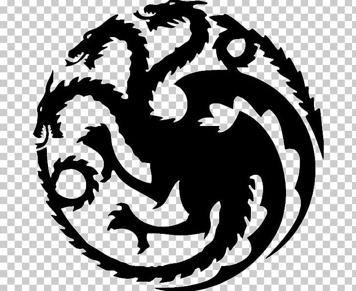 Daenerys Targaryen House Targaryen Decal Sticker House Lannister PNG, Clipart, Artwork, Black, Black And White, Bumper Sticker, Circle Free PNG Download