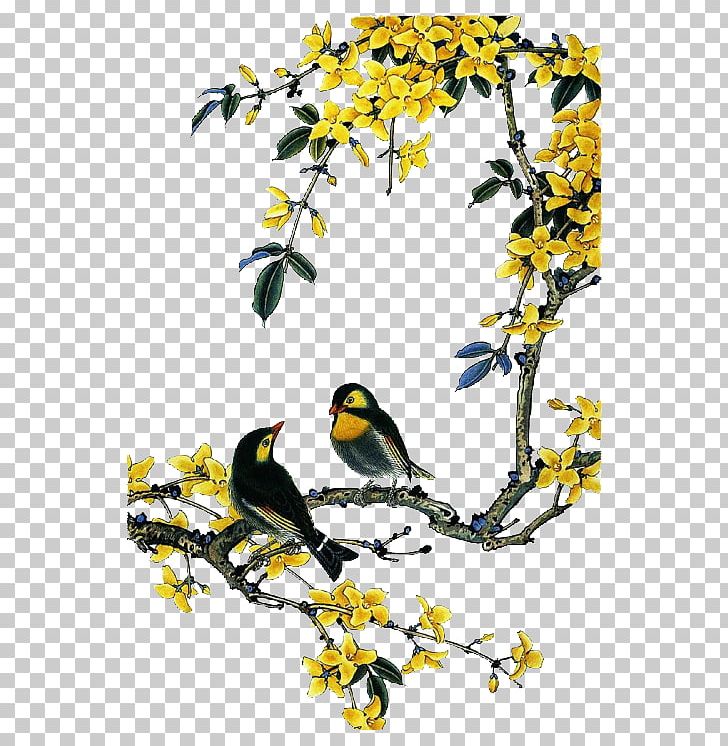 Bird-and-flower Painting Chinese Painting Gongbi PNG, Clipart, Art, Beak, Bird, Bird And Flower Painting, Birdandflower Painting Free PNG Download