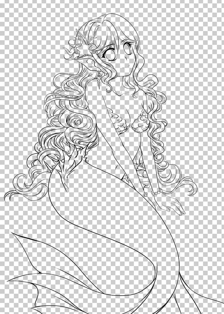 Line Art Drawing Mermaid White Inker PNG, Clipart, Arm, Artwork, Black And White, Colour, Costume Design Free PNG Download
