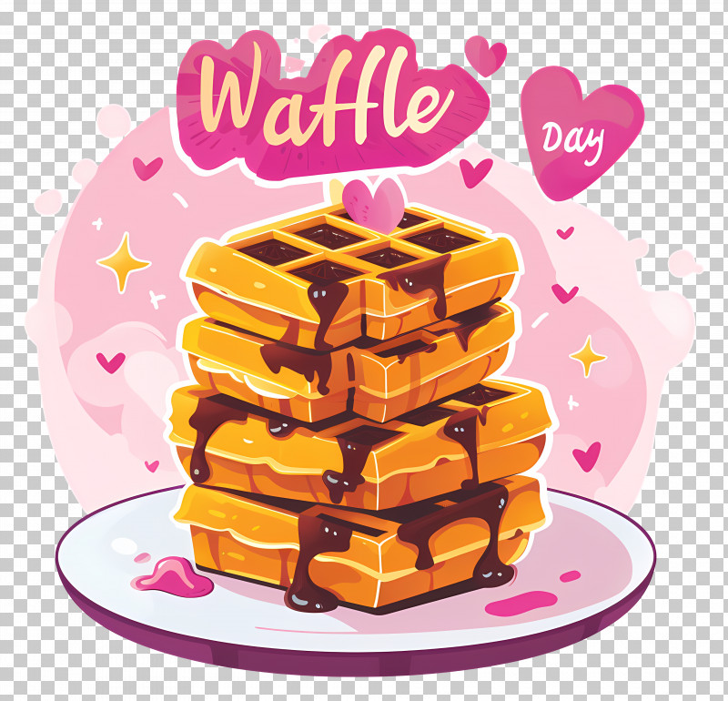 National Waffle Day - Delicious Waffles With Chocolate For Waffle Day PNG