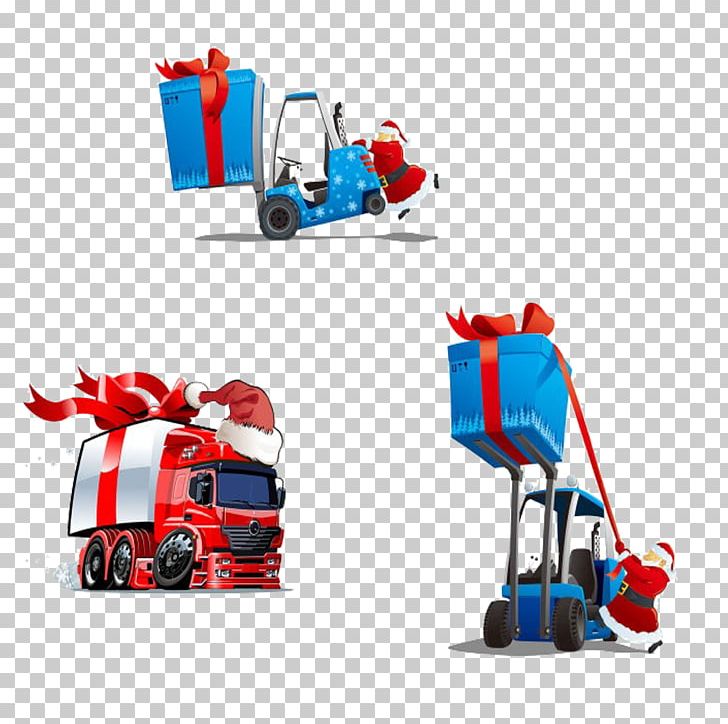 Santa Claus Forklift Illustration PNG, Clipart, Balloon Cartoon, Blue, Boy Cartoon, Cartoon Character, Cartoon Couple Free PNG Download