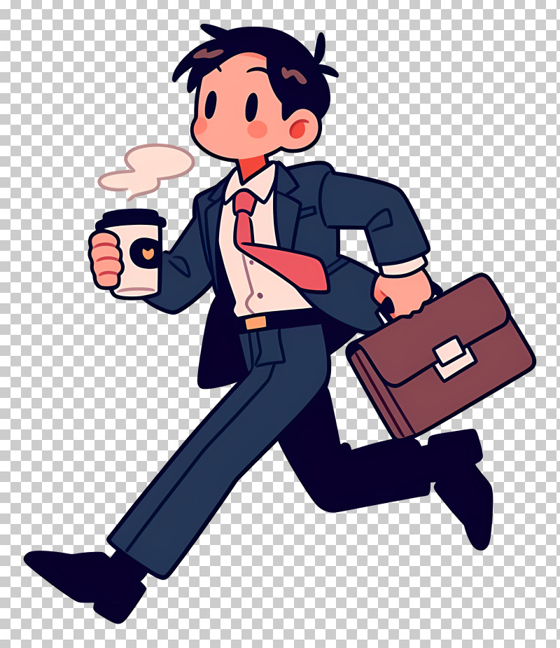 Hurrying Businessman With Coffee PNG