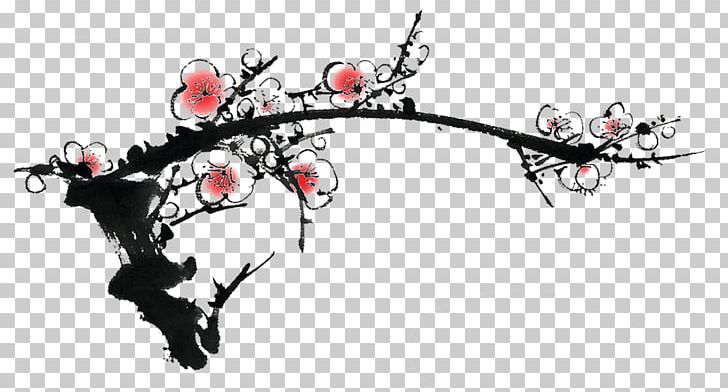 Plum Blossom Ink Wash Painting Inkstick PNG, Clipart, Branch, Chinese Style, Fictional Character, Flower, Flowers Free PNG Download