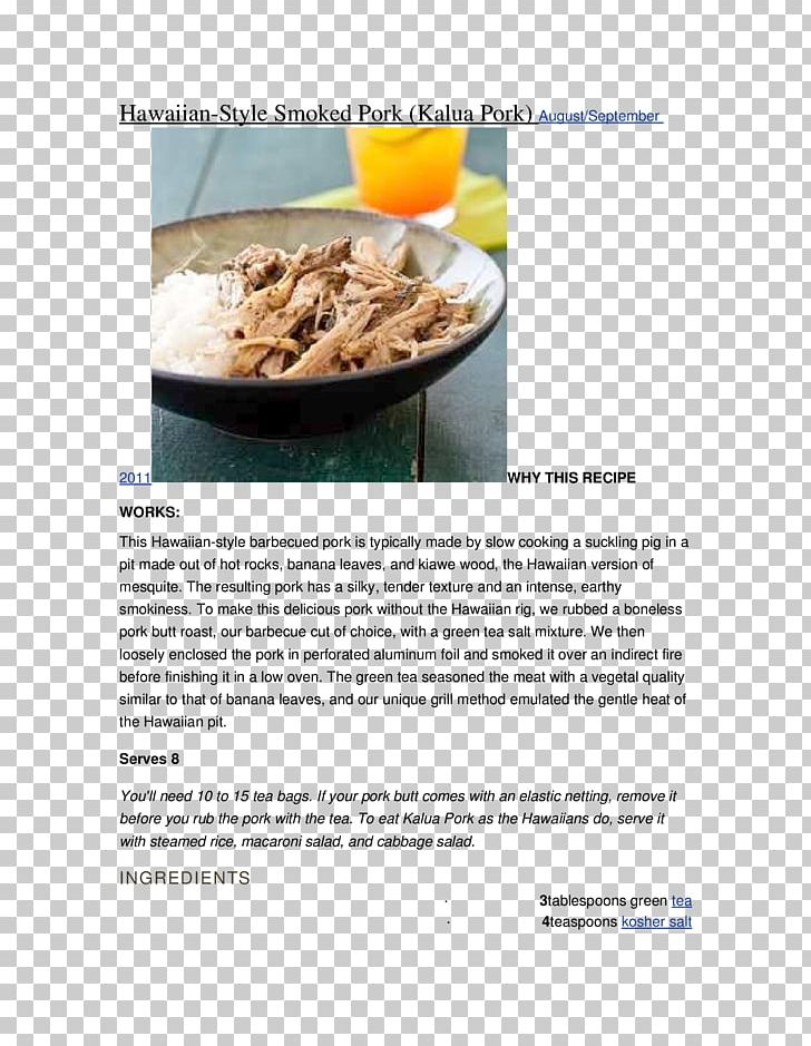 Food Recipe PNG, Clipart, Documents, Food, Hawaiian, Others, Pork Free PNG Download