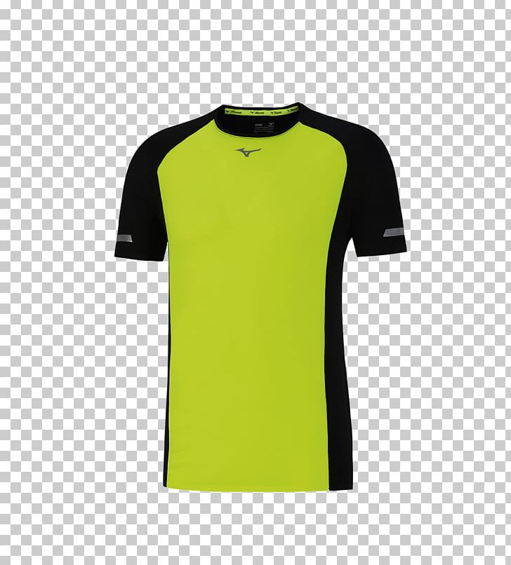 T-shirt Clothing Shoe Sleeve Mizuno Corporation PNG, Clipart, Active Shirt, Black, Clothing, Footwear, Green Free PNG Download