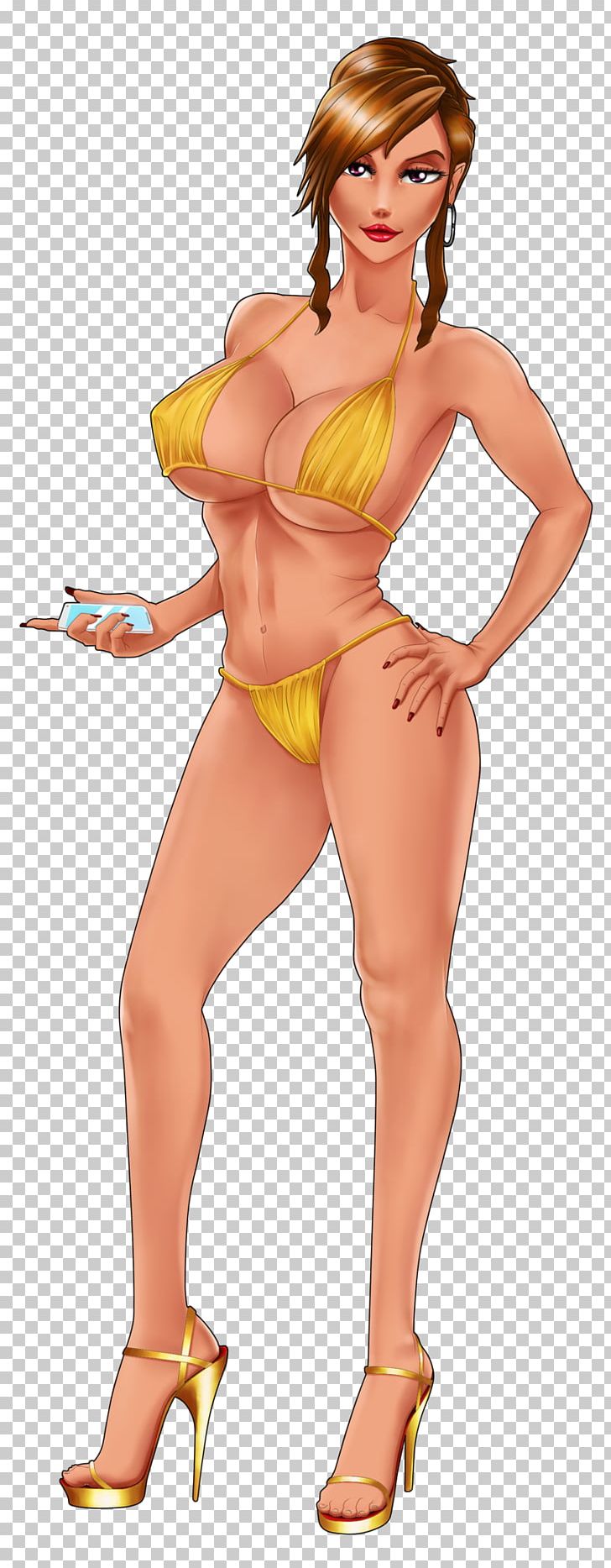 Pin-up Girl Cartoon Swimsuit Thigh PNG, Clipart, Abdomen, Breast, Brown, Brown Hair, Cartoon Free PNG Download