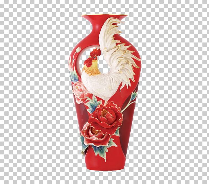 Chicken Franz Porcelain Vase Chinese New Year PNG, Clipart, Animals, Artifact, Blue And White Pottery, Ceramic, Chicken Free PNG Download