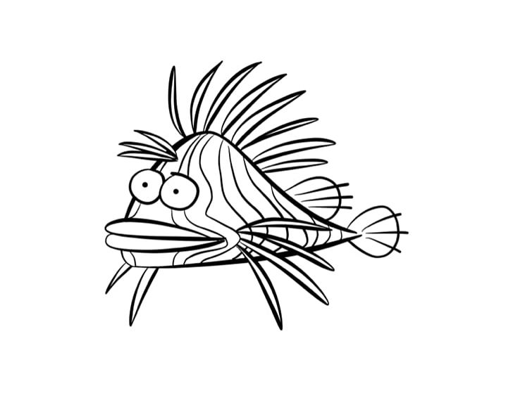 Red Lionfish Drawing Coloring Book PNG, Clipart, Animal, Art, Artwork, Black, Black And White Free PNG Download