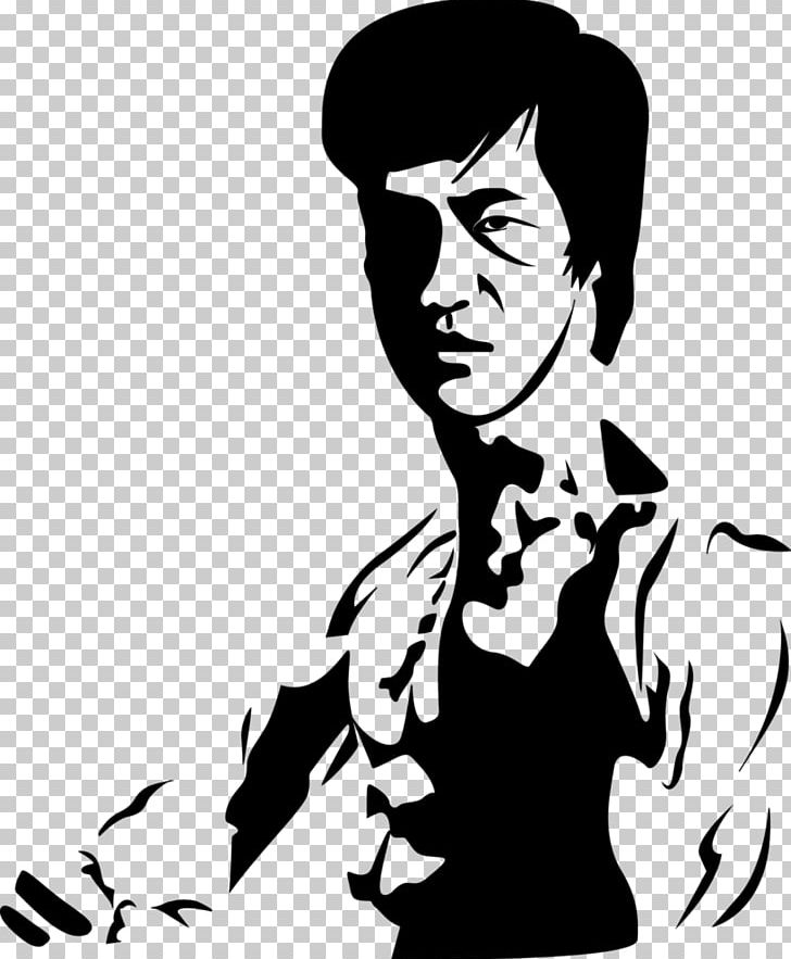 bruce lee black and white stencil