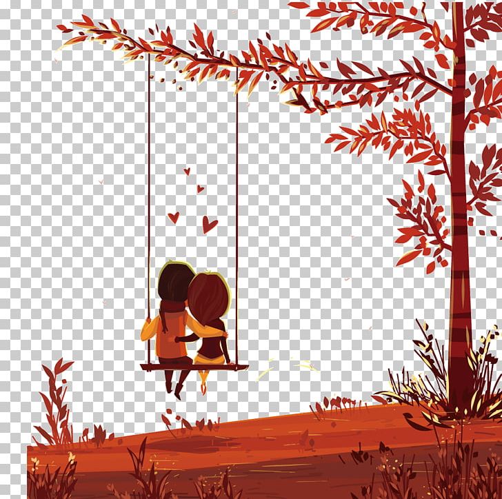 Couple Sitting On A Swing PNG, Clipart, Art, Boy, Branch, Cartoon, Christmas Free PNG Download