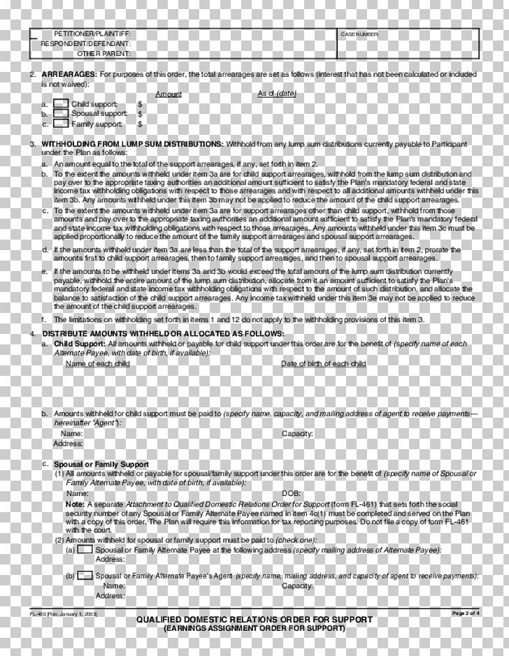 Qualified Domestic Relations Order Family Law Document Form PNG, Clipart, Area, Black And White, Contract, Divorce, Document Free PNG Download