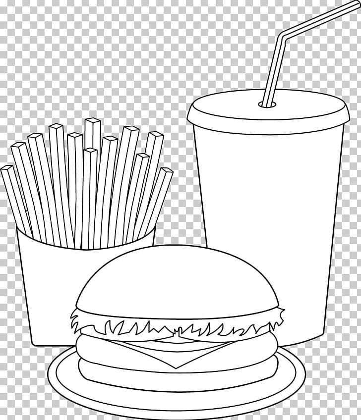 Fast Food Junk Food Hamburger French Fries PNG, Clipart, Area, Bathroom Accessory, Black And White, Coloring Book, Cookware And Bakeware Free PNG Download