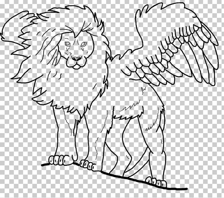Winged Lion Line Art Black And White PNG, Clipart, Animal, Animals, Art, Artwork, Beak Free PNG Download