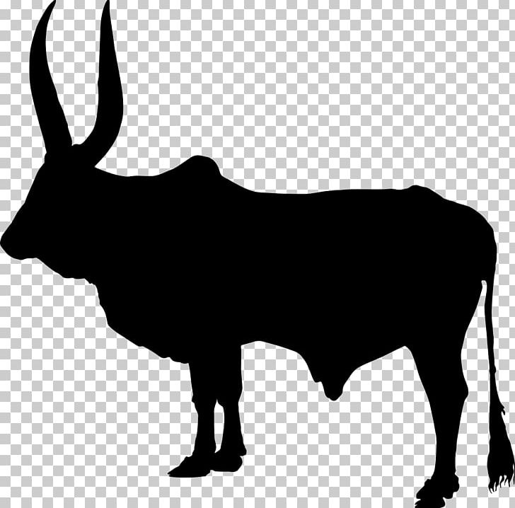 Zebu Silhouette Ox PNG, Clipart, Animals, Black And White, Bull, Cattle, Cattle Like Mammal Free PNG Download