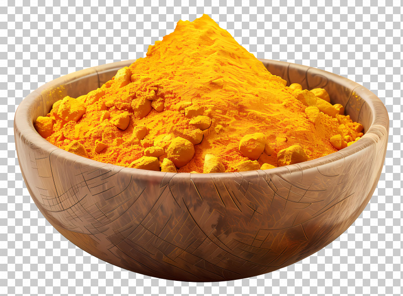 Turmeric Powder - Turmeric Powder In Wooden Bowl PNG