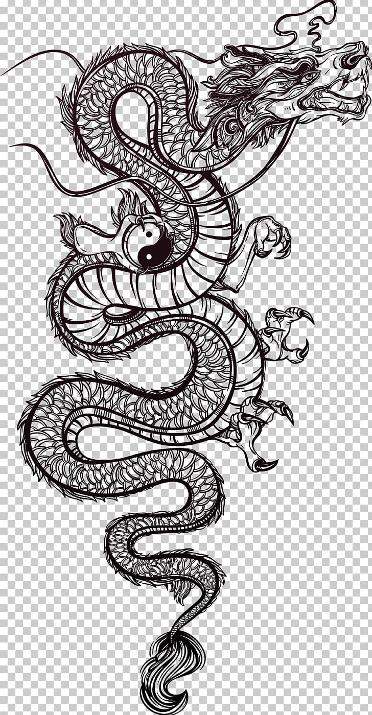 Chinese Dragon Tattoo Illustration PNG, Clipart, Abziehtattoo, Art, Art, Dragon, Fictional Character Free PNG Download