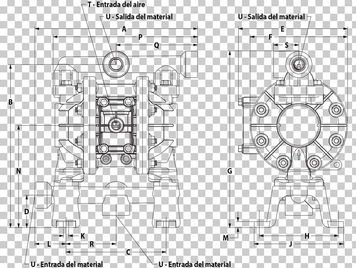 Diaphragm Pump Bomba Neumática Technical Drawing Pneumatics PNG, Clipart, Angle, Area, Artwork, Auto Part, Black And White Free PNG Download