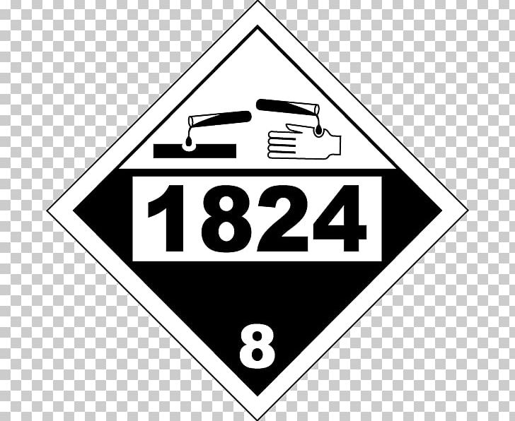 Placard HAZMAT Class 8 Corrosive Substances Dangerous Goods UN Number PNG, Clipart, Adhesive, Angle, Area, Black And White, Brand Free PNG Download