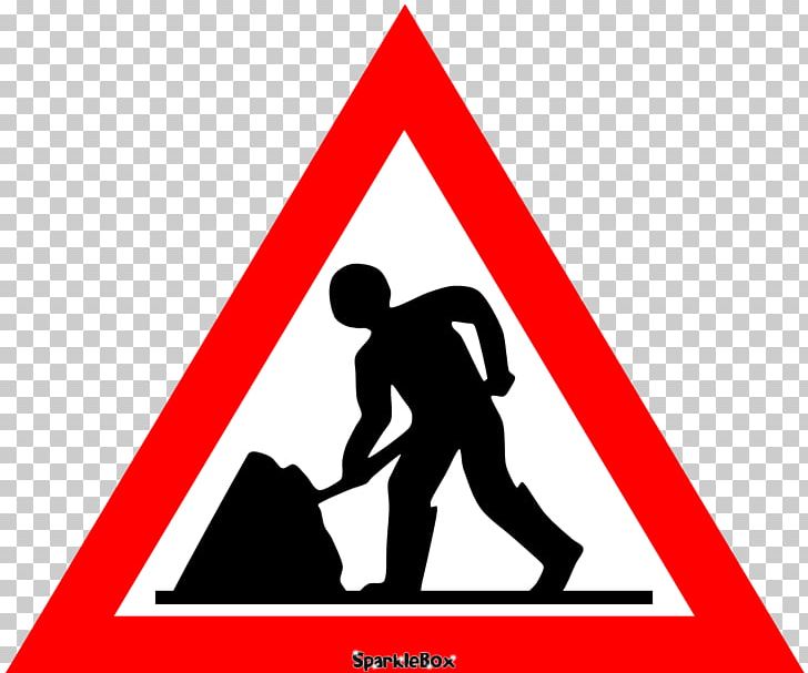 Warning Sign Men At Work Roadworks Traffic Sign PNG, Clipart, Angle, Area, Black And White, Brand, Graphic Design Free PNG Download
