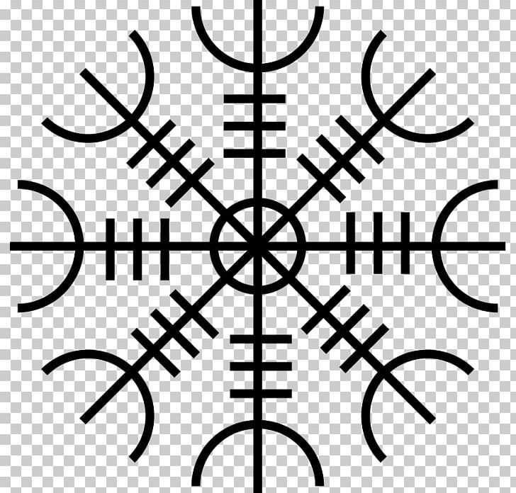 Old Norse Runes Helm Of Awe Viking Symbol PNG, Clipart, Aegishjalmur, Algiz, Angle, Black And White, Circle Free PNG Download