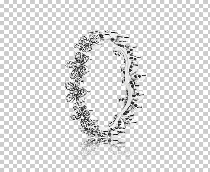 Pandora Jewellery Ring Cubic Zirconia Silver PNG, Clipart, Black And White, Body Jewelry, Bracelet, Charm Bracelet, Circle Free PNG Download