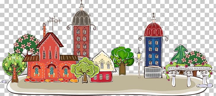 Cartoon City Building PNG, Clipart, Area, Building, Christmas Decoration, Christmas Tree, City Free PNG Download