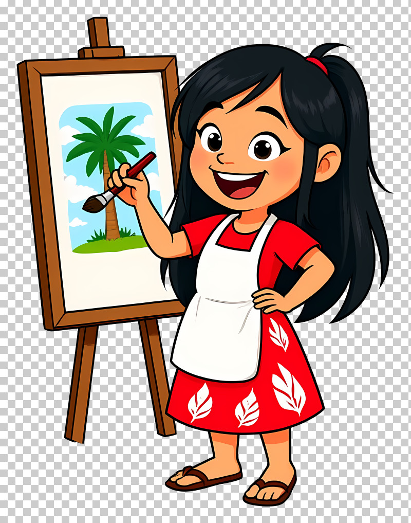 Lilo - Girl Painting On Easel PNG